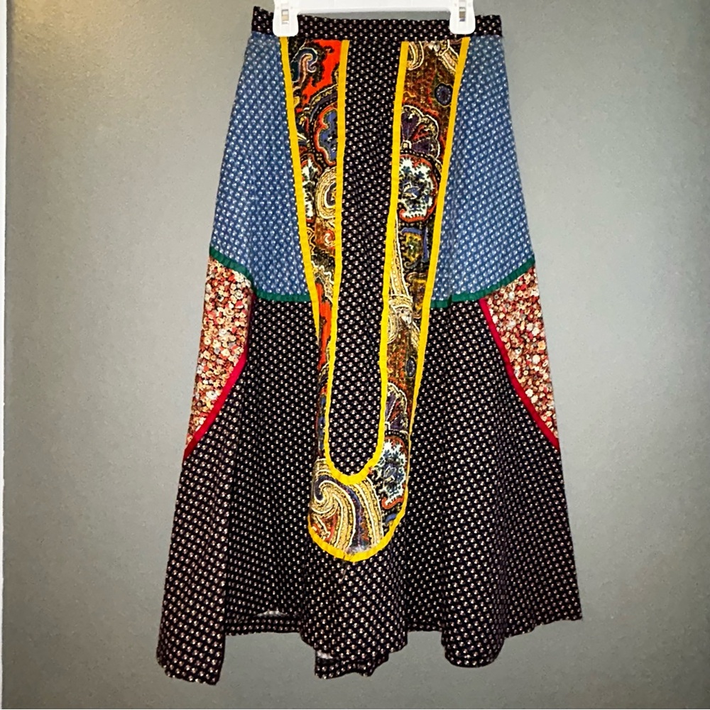 Vintage 70s Hippie Patchwork Vest and Maxi Skirt Set Waist 24 The French Clique - Picture 3 of 16